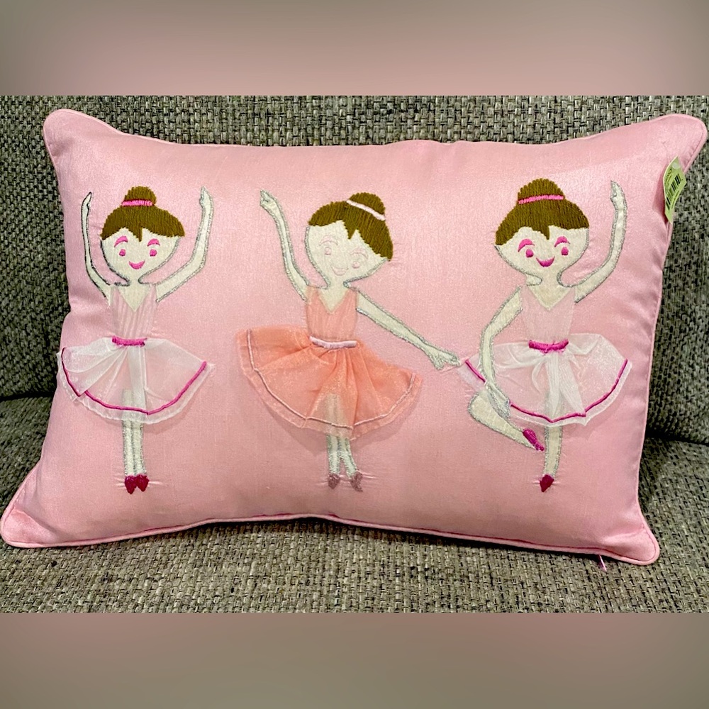 New Girl’s Ballerina Ballet Dance Pink Throw Bed Decorative Rectangular Pillow
